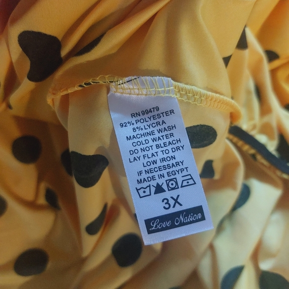LOVE NATION Yellow and Black Pokodot Longsleeve Blouse Size 3X - Picture 6 of 12
